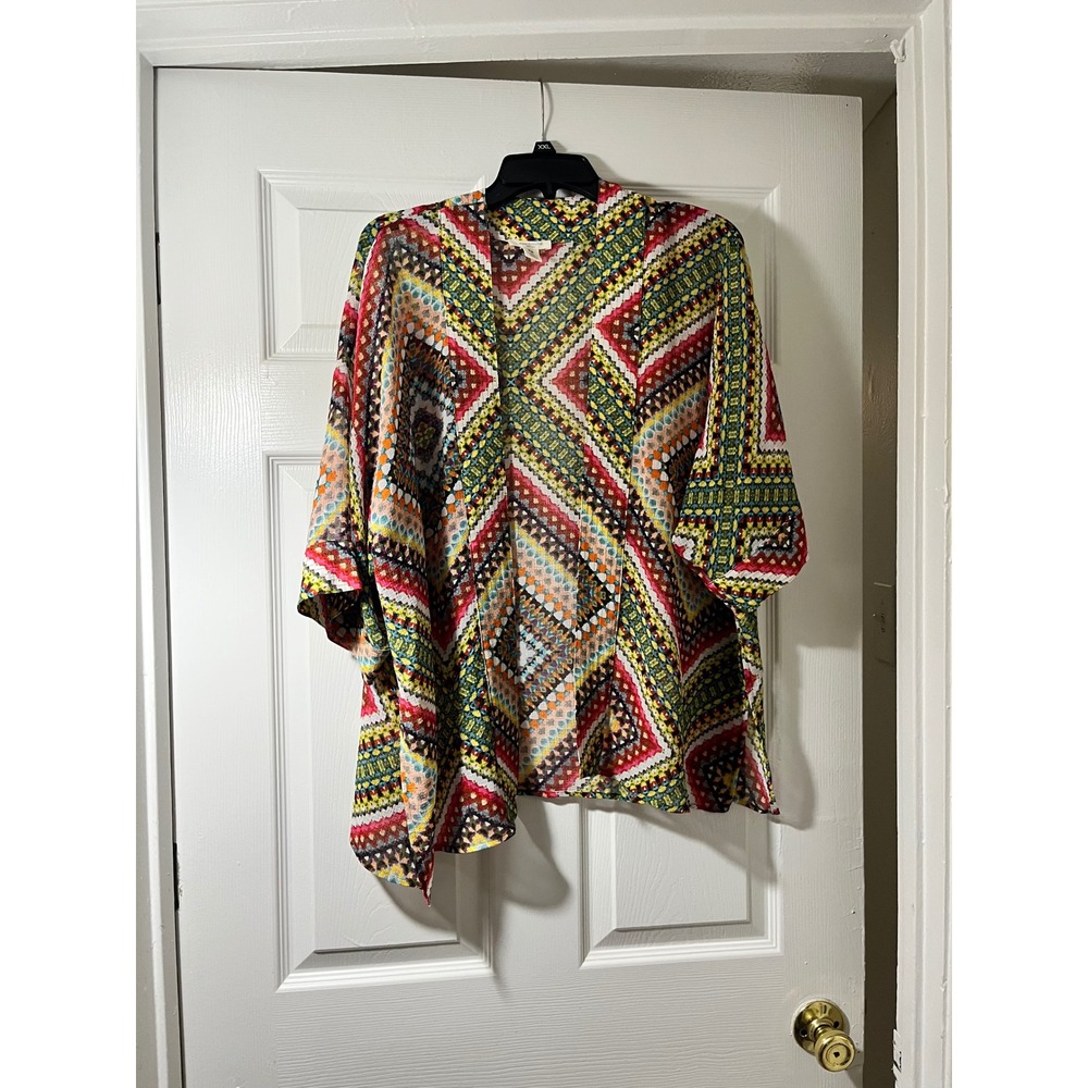Westbound Petite‎ Geometric Print Kimono Cardigan Women PM Lightweight